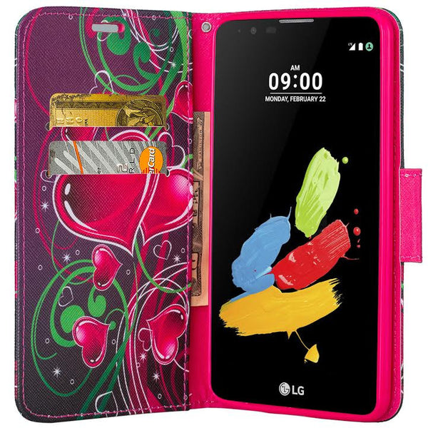 LG Stylo 2 Case, Stylo 2 V, Stylo 2 Plus Wallet Case - heart strings - www.coverlabusa.com