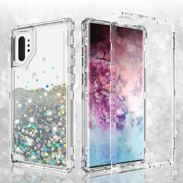 hard clear glitter phone case for samsung galaxy note 10 plus - clear - www.coverlabusa.com 