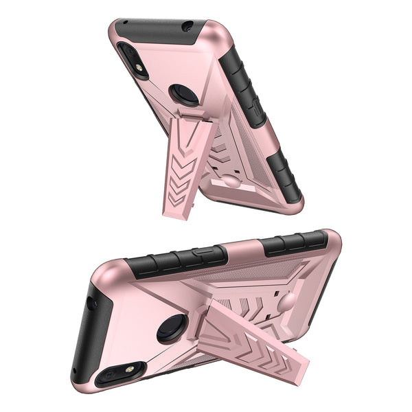 holster kickstand hyhrid phone case for alcatel jitterbug smart 3 - rose gold - www.coverlabusa.com
