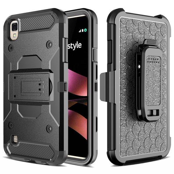 LG Tribute HD Case, Hybrid Holster Case [Kickstand] Belt Clip for LG Tribute HD - Black WWW.COVERLABUSA.COM