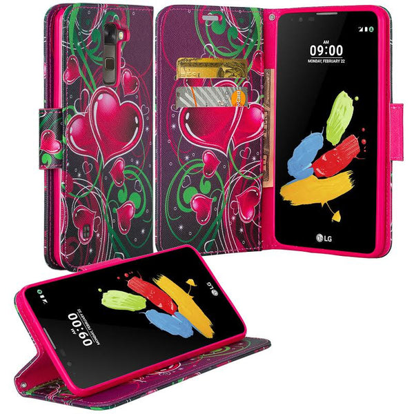 LG Stylo 2 Case, Stylo 2 V, Stylo 2 Plus Wallet Case - heart strings - www.coverlabusa.com