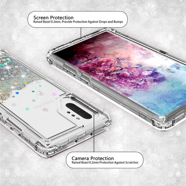 hard clear glitter phone case for samsung galaxy note 10 plus - clear - www.coverlabusa.com 