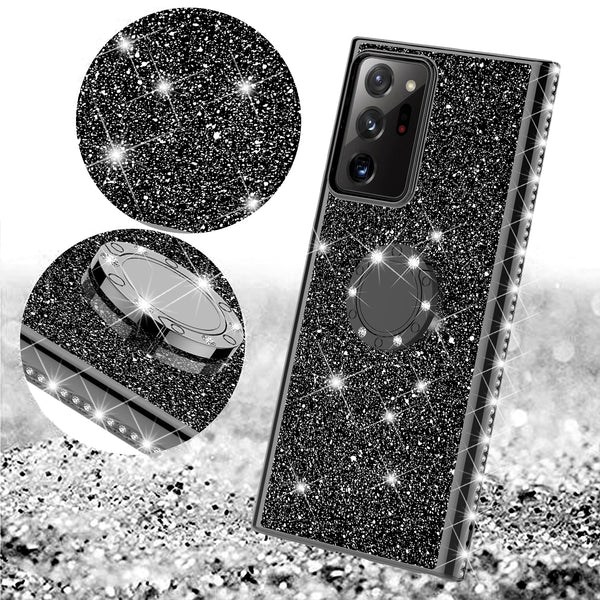 samsung galaxy a71 5g glitter bling fashion case - black - www.coverlabusa.com