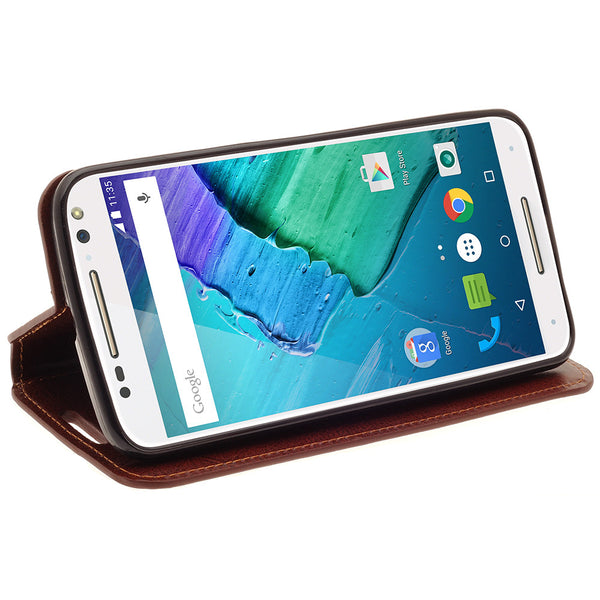 motorola moto x style leather wallet case - brown - www.coverlabusa.com