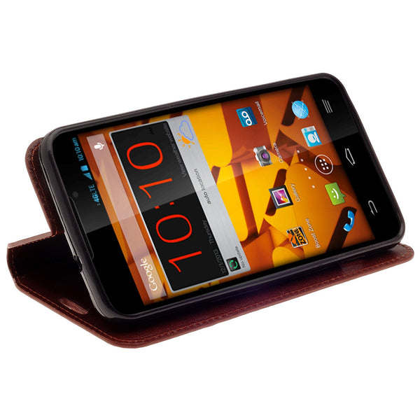 zte max leather wallet case - brown - www.coverlabusa.com