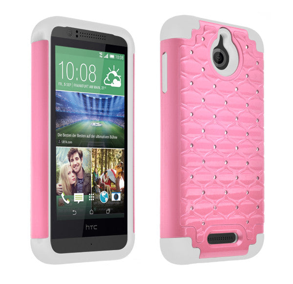 HTC Desire 510 Hybrid Rhinestone Case Cover - Pink - www.coverlabusa.com 