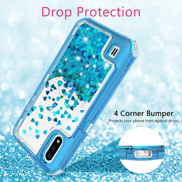 hard clear glitter phone case for samsung galaxy a01 - teal - www.coverlabusa.com 