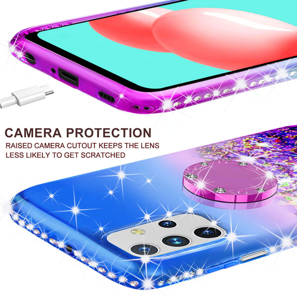 glitter phone case for samsung galaxy a02s - blue/purple gradient - www.coverlabusa.com