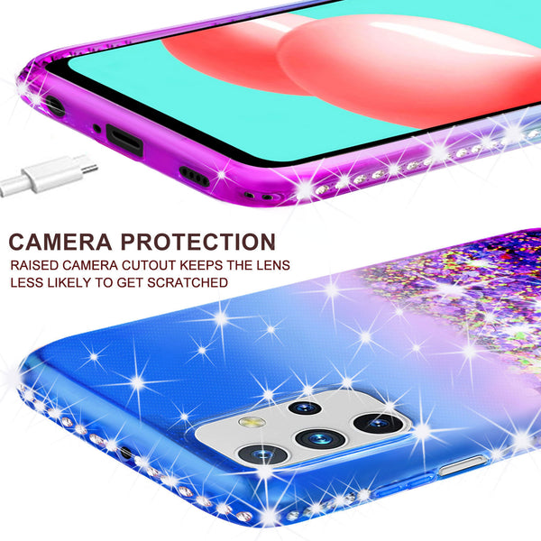 glitter phone case for samsung galaxy a02s - blue/purple gradient - www.coverlabusa.com