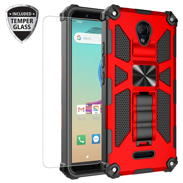 ring car mount kickstand hyhrid phone case for cricket icon 2 - red - www.coverlabusa.com