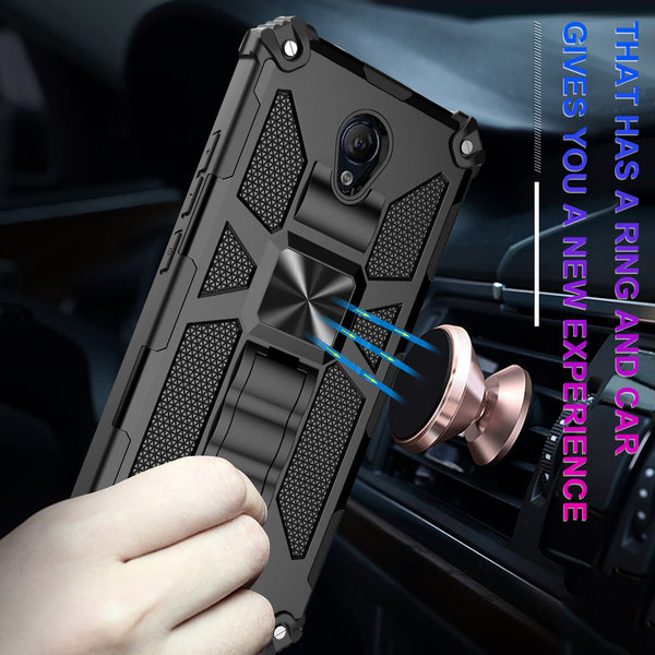 ring car mount kickstand hyhrid phone case for at&t fusion z/movation - black - www.coverlabusa.com