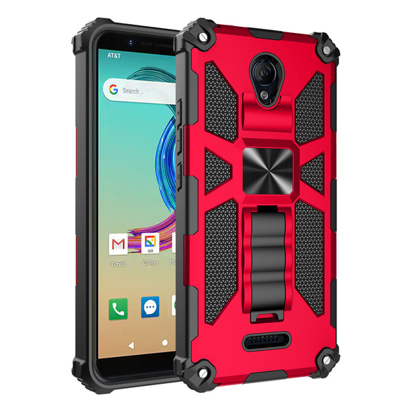 ring car mount kickstand hyhrid phone case for at&t fusion z/movation - red - www.coverlabusa.com