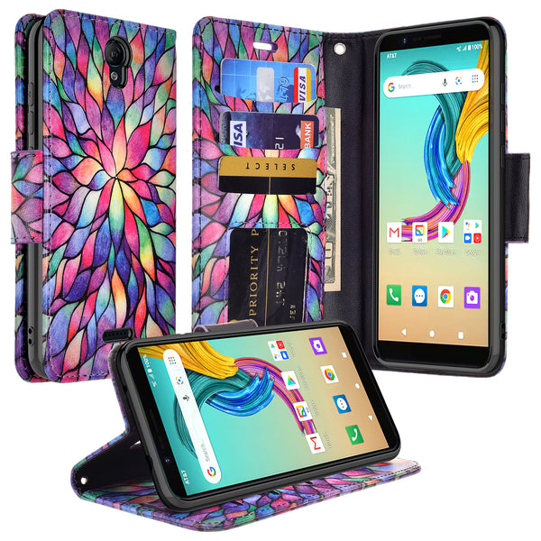 at&t fusion z/motivate wallet case - rainbow flower - www.coverlabusa.com