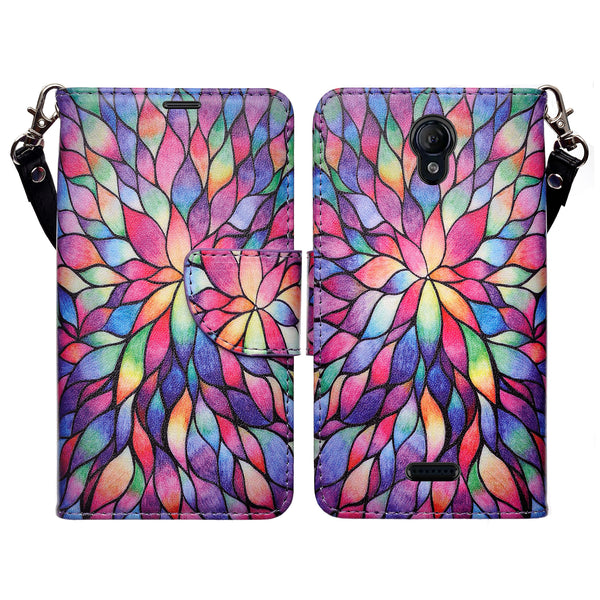 at&t fusion z/motivate wallet case - rainbow flower - www.coverlabusa.com