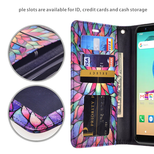 at&t fusion z/motivate wallet case - rainbow flower - www.coverlabusa.com