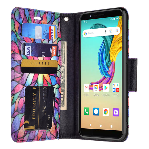 at&t fusion z/motivate wallet case - rainbow flower - www.coverlabusa.com