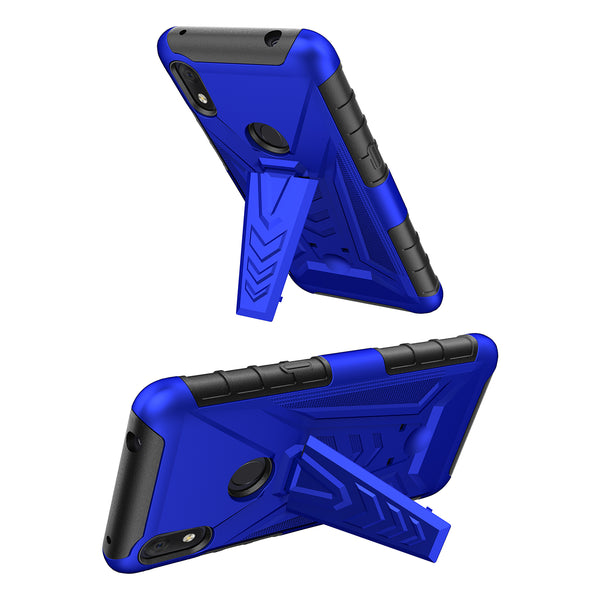holster kickstand hyhrid phone case for alcatel jitterbug smart 3 - blue - www.coverlabusa.com