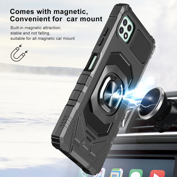 ring kickstand hyhrid phone case for boost celero 5g - black - www.coverlabusa.com