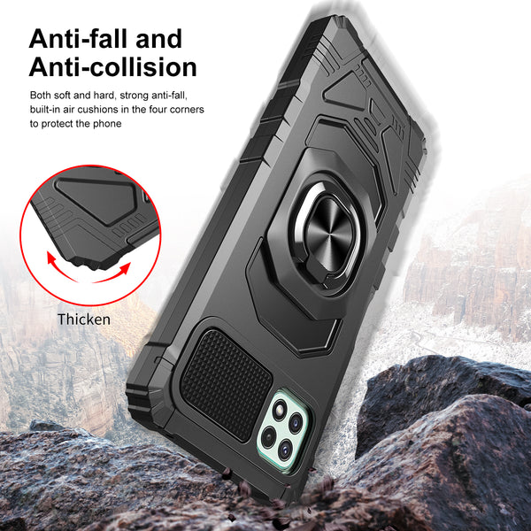 ring kickstand hyhrid phone case for boost celero 5g - black - www.coverlabusa.com