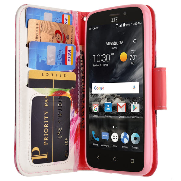 ZTE Prestige 2 Wallet Case [Card Slots + Money Pocket + Kickstand] and Strap - Vivid Sunflower