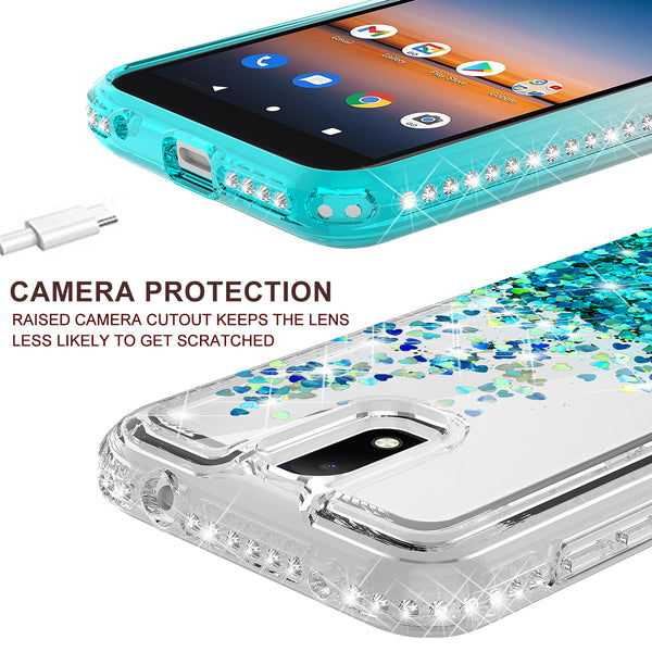 clear liquid phone case for cricket debut - teal - www.coverlabusa.com