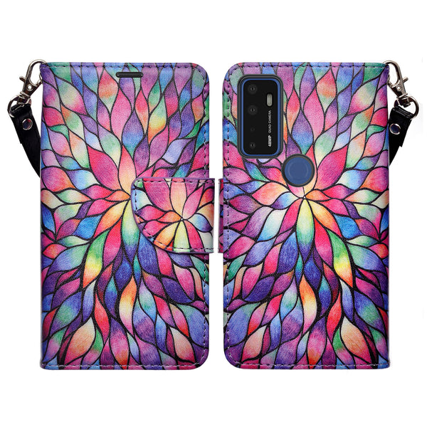 cricket dream 5g wallet case - rainbow flower - www.coverlabusa.com