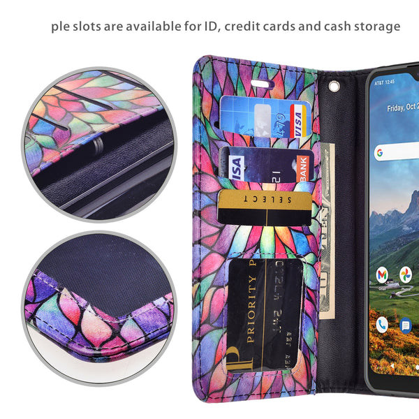 cricket dream 5g wallet case - rainbow flower - www.coverlabusa.com