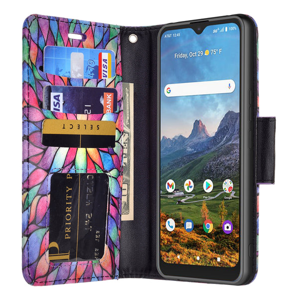 cricket dream 5g wallet case - rainbow flower - www.coverlabusa.com