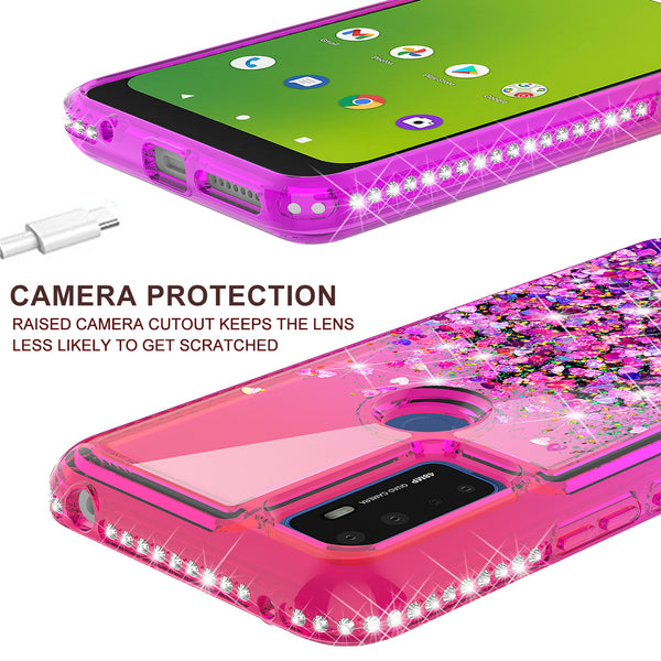 glitter phone case for cricket dream 5g - hot pink/purple gradient - www.coverlabusa.com