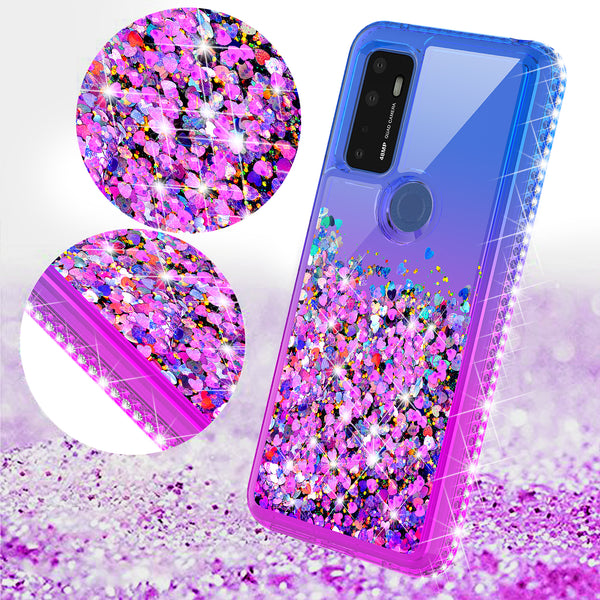 glitter phone case for cricket dream 5g - blue/purple gradient - www.coverlabusa.com