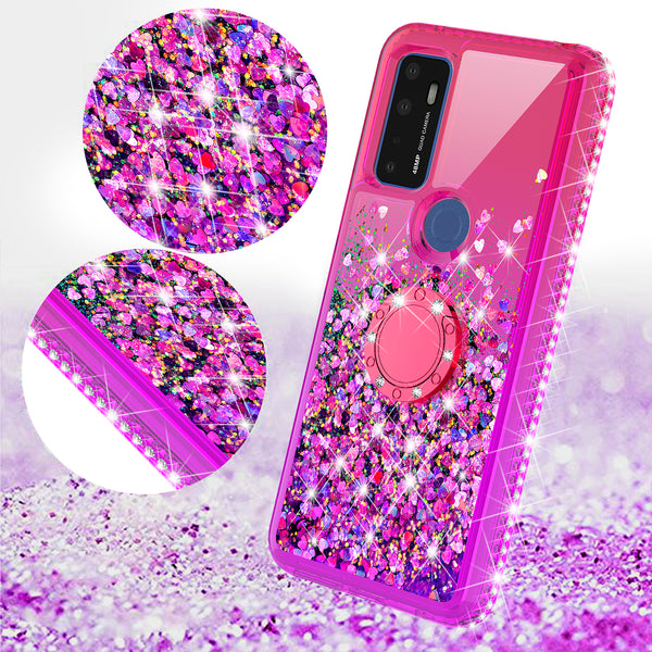 glitter phone case for cricket dream 5g - hot pink/purple gradient - www.coverlabusa.com