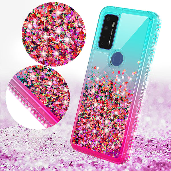 glitter phone case for cricket dream 5g - teal/pink gradient - www.coverlabusa.com