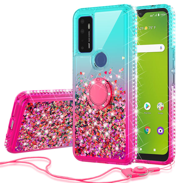glitter phone case for cricket dream 5g - teal/pink gradient - www.coverlabusa.com