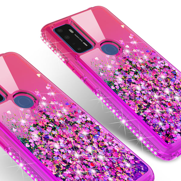 glitter phone case for cricket dream 5g - hot pink/purple gradient - www.coverlabusa.com