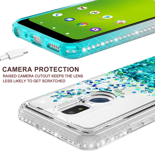 clear liquid phone case for cricket icon 3 - teal - www.coverlabusa.com