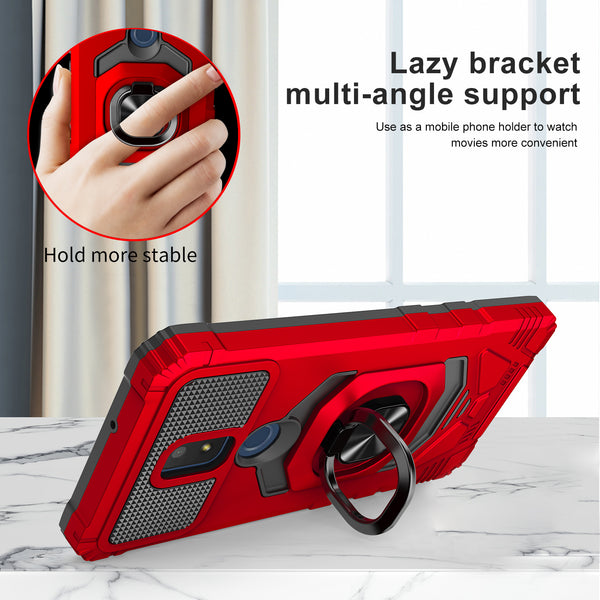 ring kickstand hyhrid phone case for cricket icon 3 - red - www.coverlabusa.com