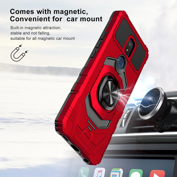 ring kickstand hyhrid phone case for cricket icon 3 - red - www.coverlabusa.com