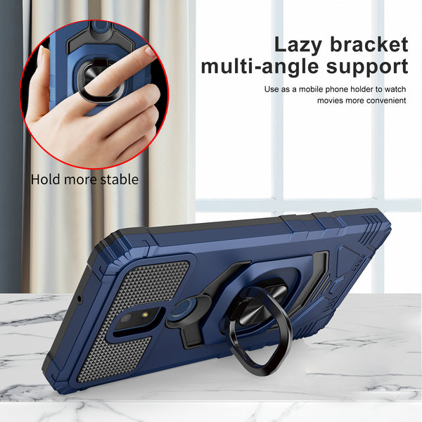 ring kickstand hyhrid phone case for cricket icon 3 - blue - www.coverlabusa.com