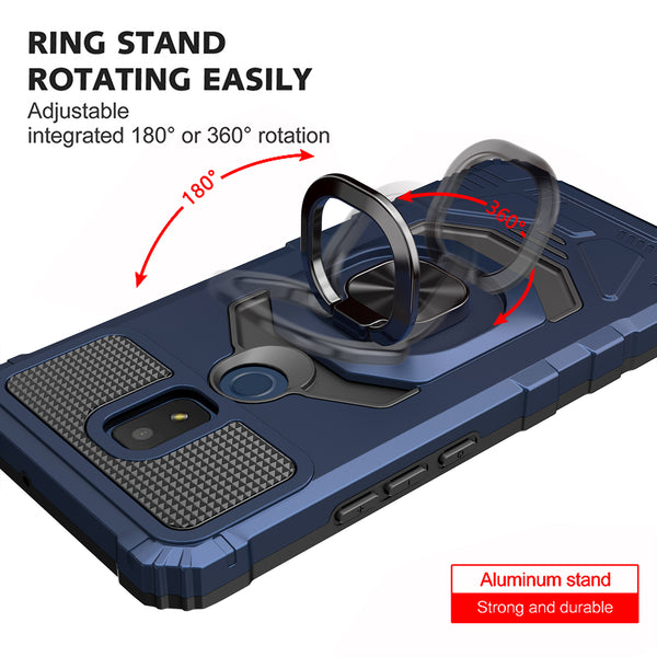 ring kickstand hyhrid phone case for cricket icon 3 - blue - www.coverlabusa.com