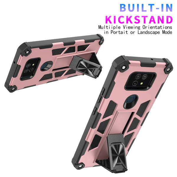 ring car mount kickstand hyhrid phone case for cricket ovation 2 - rose gold - www.coverlabusa.com
