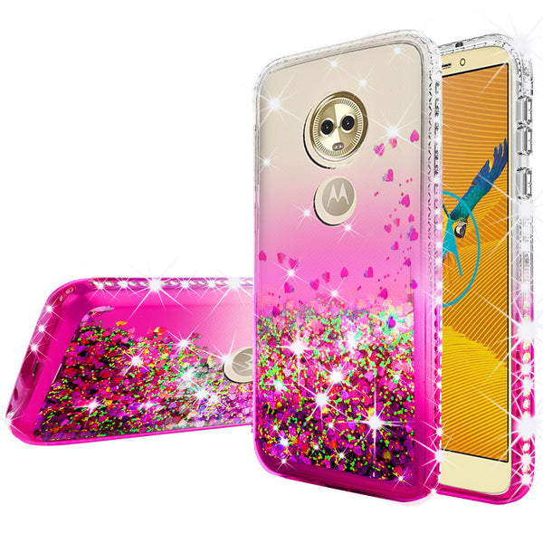 clear liquid phone case for motorola moto e5 plus - hot pink - www.coverlabusa.com 