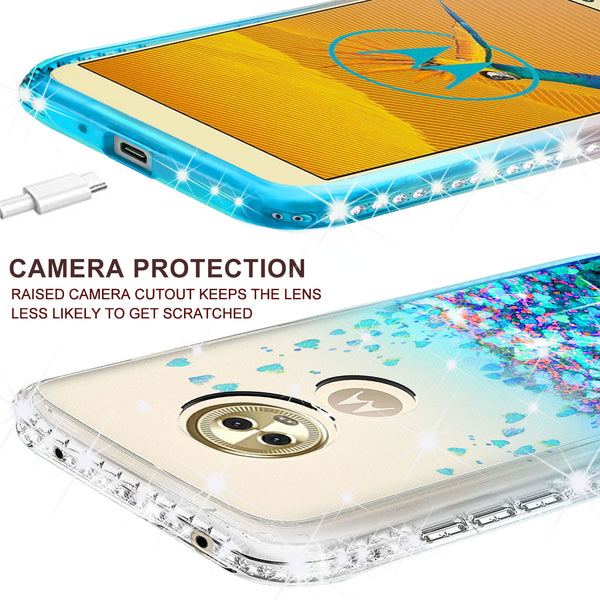 clear liquid phone case for motorola moto e5 plus - teal - www.coverlabusa.com 