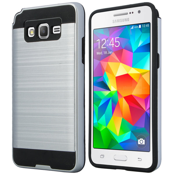 galaxy go,samsung grand prime hybrid case - brush silver - www.coverlabusa.com