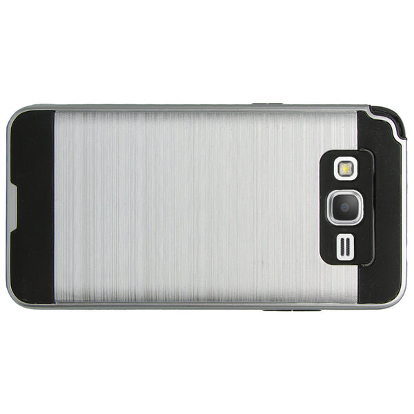 galaxy go,samsung grand prime hybrid case - brush silver - www.coverlabusa.com