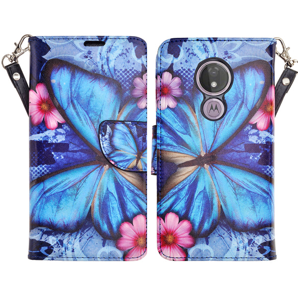 Motorola Moto G7 Power Wallet Case - blue butterfly - www.coverlabusa.com