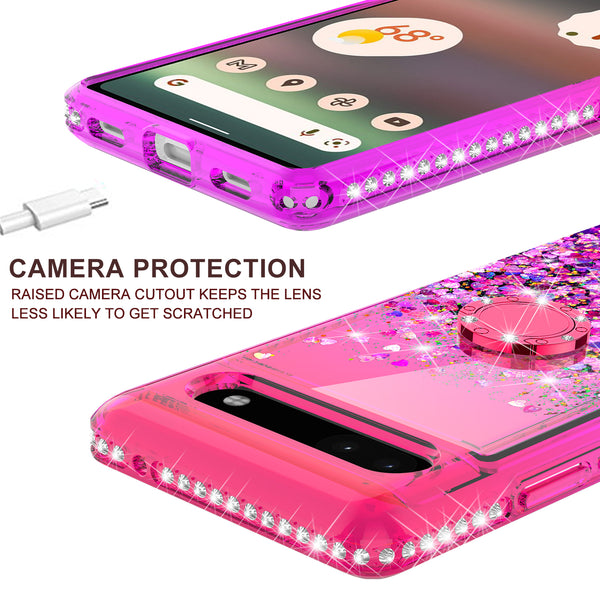 glitter phone case for google pixel 6a - hot pink/purple gradient - www.coverlabusa.com