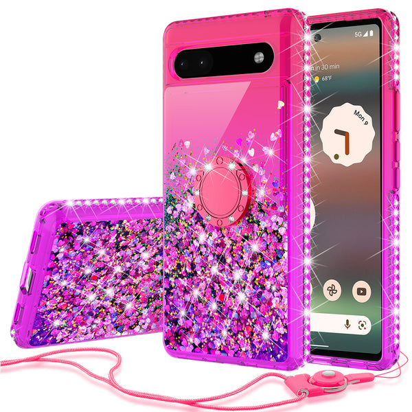 glitter phone case for google pixel 6a - hot pink/purple gradient - www.coverlabusa.com