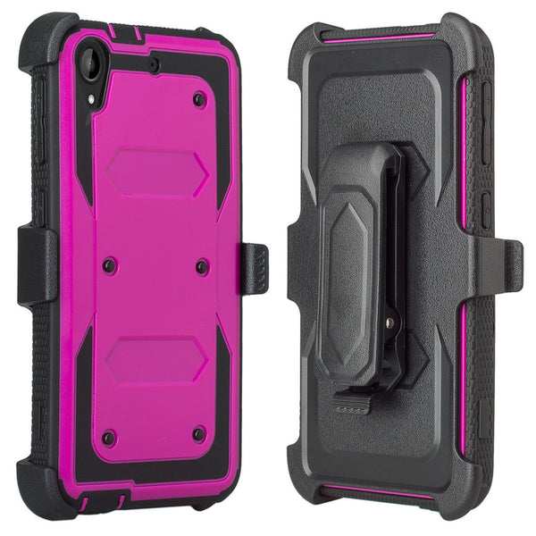 HTC Desire 530 Case | Heavy Duty 3-in-1 Defender Holster Shell Combo | Purple - www.coverlabusa.com