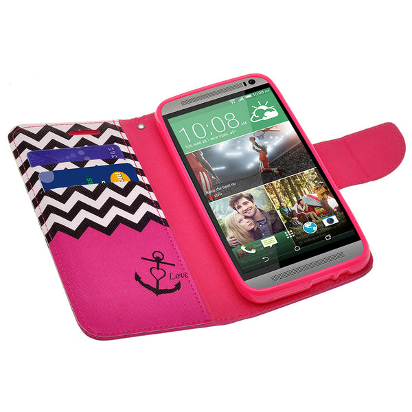 HTC One M9 wallet case - Hot Pink Anchor - www.coverlabusa.com