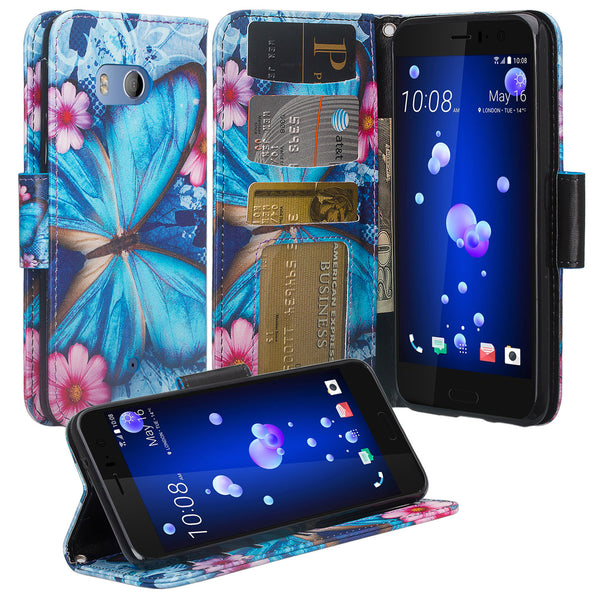 HTC U11 Wallet Case - blue butterfly - www.coverlabusa.com
